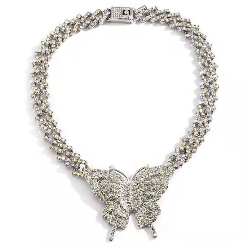 Thick Cuban Link Butterfly Necklace