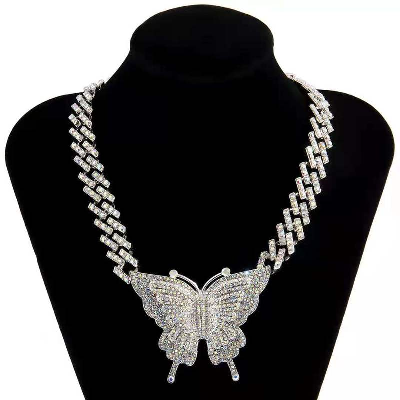 Thick Cuban Link Butterfly Necklace